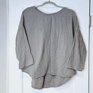 Voloshin Ella Gauze Top Oversized Neutral Cotton Relaxed Fit High Low Hem XS